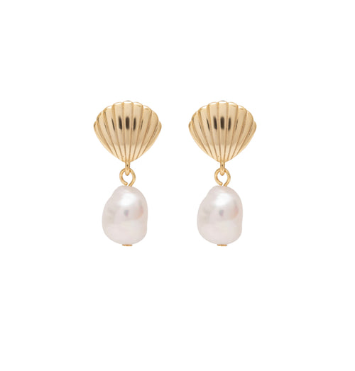 Shell Pearl Earrings - Corail Blanc