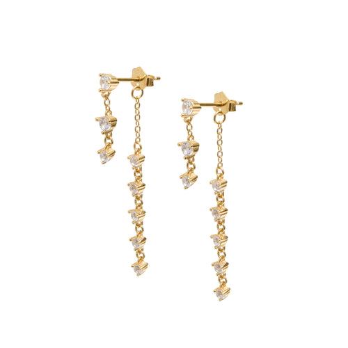 Boucles d'oreilles pendantes en cristal doré - Corail Blanc