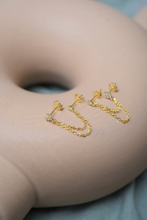 Clou de chaîne double piercing en or - Corail Blanc