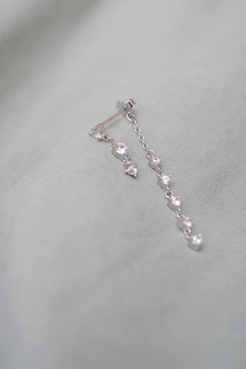 Boucles d'oreilles pendantes en cristal argenté - Corail Blanc