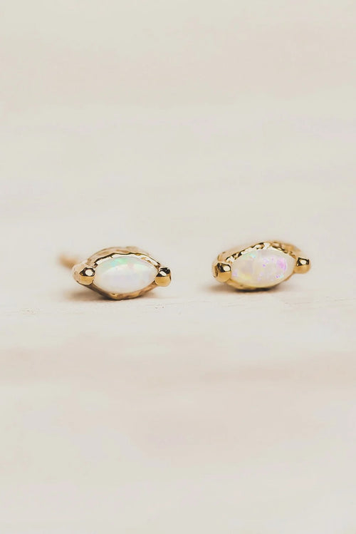 Boucles d'oreilles Opale Marquise 14k - Corail Blanc