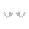 Clous d'oreilles Papillon II en argent - Corail Blanc