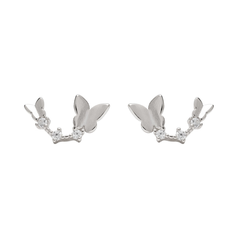 Clous d'oreilles Papillon II en argent - Corail Blanc