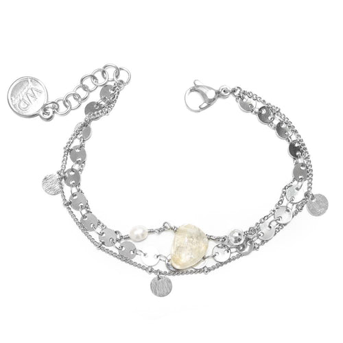 Bracelet de satin en argent - Corail Blanc