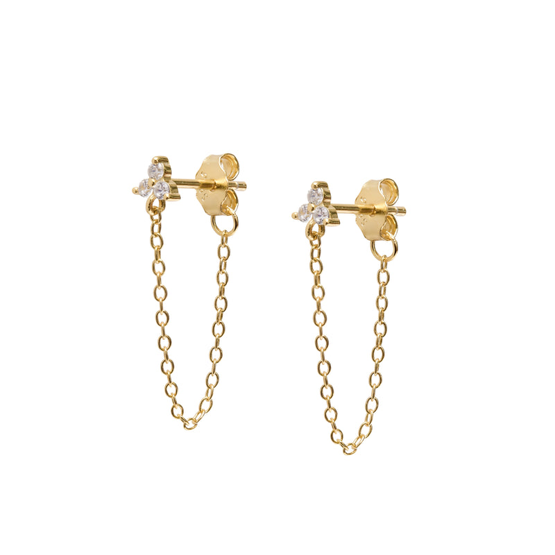 Single Chain Studs in Gold - Corail Blanc