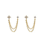 Double Piercing Chain Stud in Gold - Corail Blanc