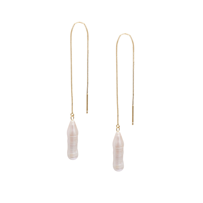 Thread Pearl Earring in Gold - Corail Blanc