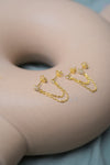 Double Piercing Chain Stud in Gold - Corail Blanc