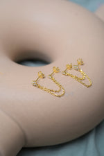 Double Piercing Chain Stud in Gold - Corail Blanc
