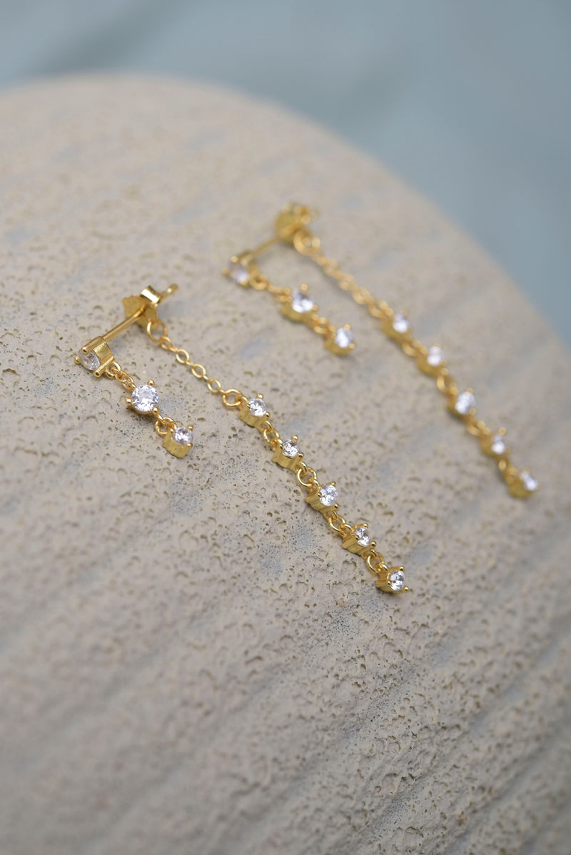 Crystal Dangle Earring in Gold - Corail Blanc