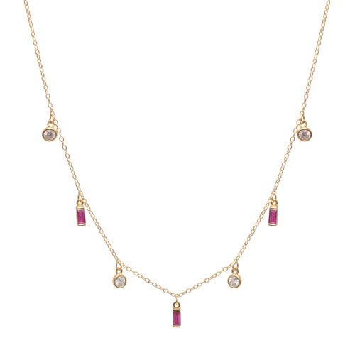 Lola Pink Crystal Necklace - Corail Blanc