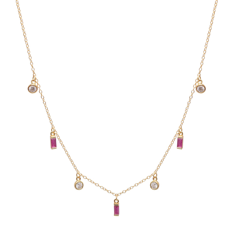 Lola Pink Crystal Necklace - Corail Blanc