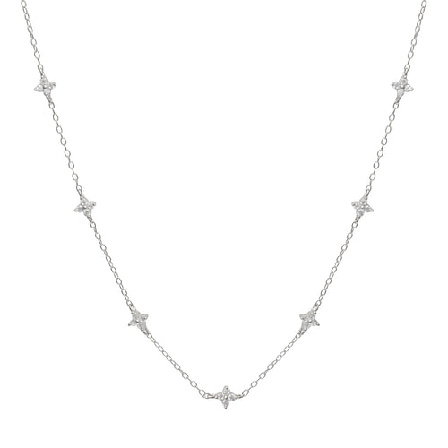 Lola Flower Necklace in Silver - Corail Blanc