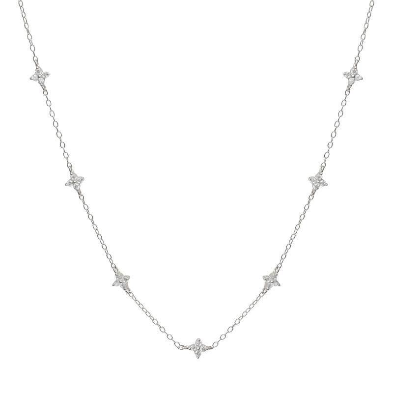 Lola Flower Necklace in Silver - Corail Blanc