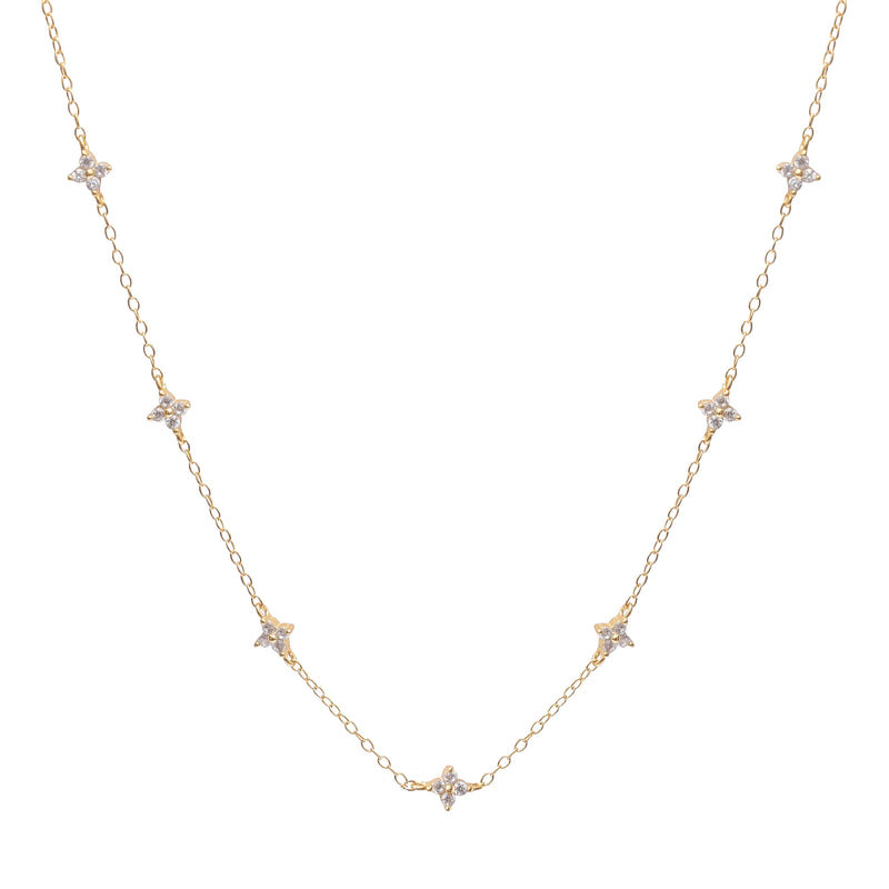 Lola Flower Necklace in Gold - Corail Blanc