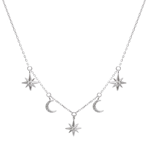 Celestial Charm Necklace in Silver - Corail Blanc