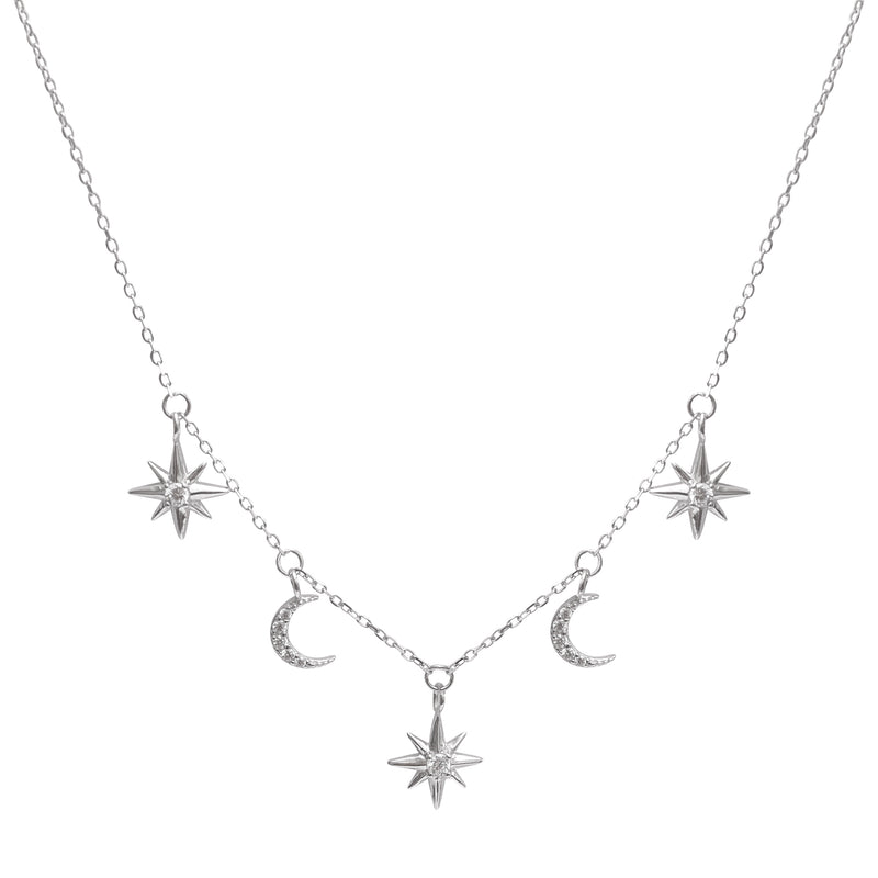 Celestial Charm Necklace in Silver - Corail Blanc