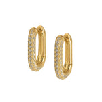 Mini Oval Pave Hoops - Corail Blanc