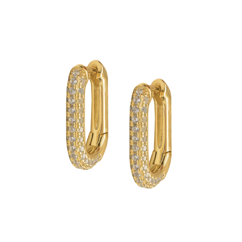 Mini Oval Pave Hoops - Corail Blanc