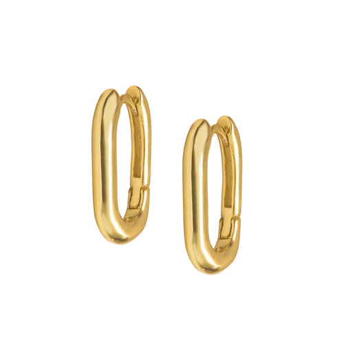 Mini Oval Hoops Gold - Corail Blanc