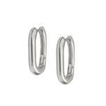 Mini Oval Hoops Silver - Corail Blanc