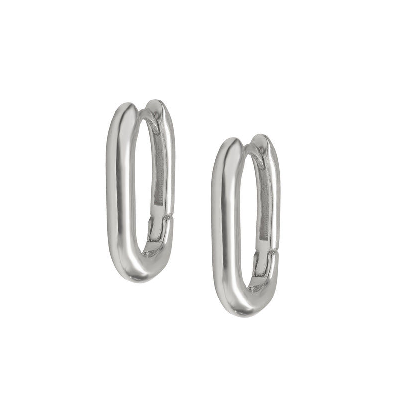 Mini Oval Hoops Silver - Corail Blanc