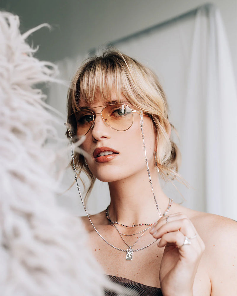 Pivoine Necklace in Silver - Corail Blanc