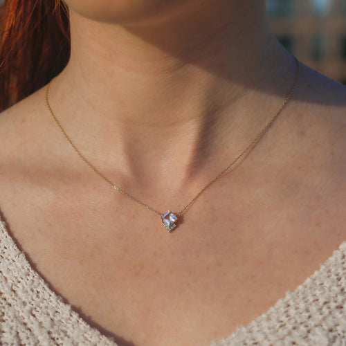 Solid Gold Topaz & Diamond Aphrodite Shield Necklace - Corail Blanc