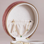 Rose velvet jewelry box - Corail Blanc