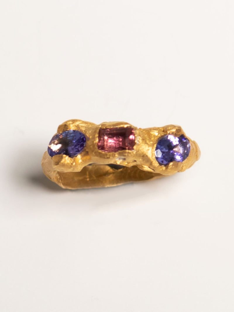 Orion Rubellite and Amethysts Ring - Corail Blanc