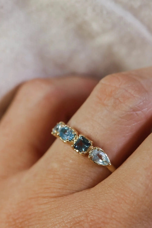 Oceanic Gemstone Ring in 14k Gold - Corail Blanc