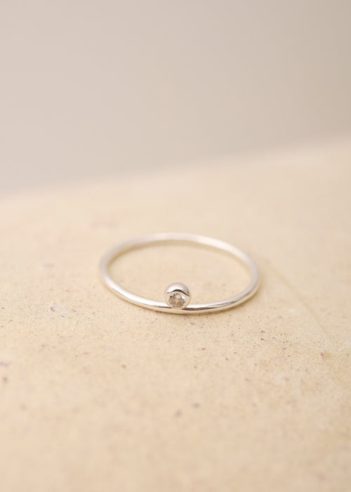 SKY Single Stone in Silver - Corail Blanc