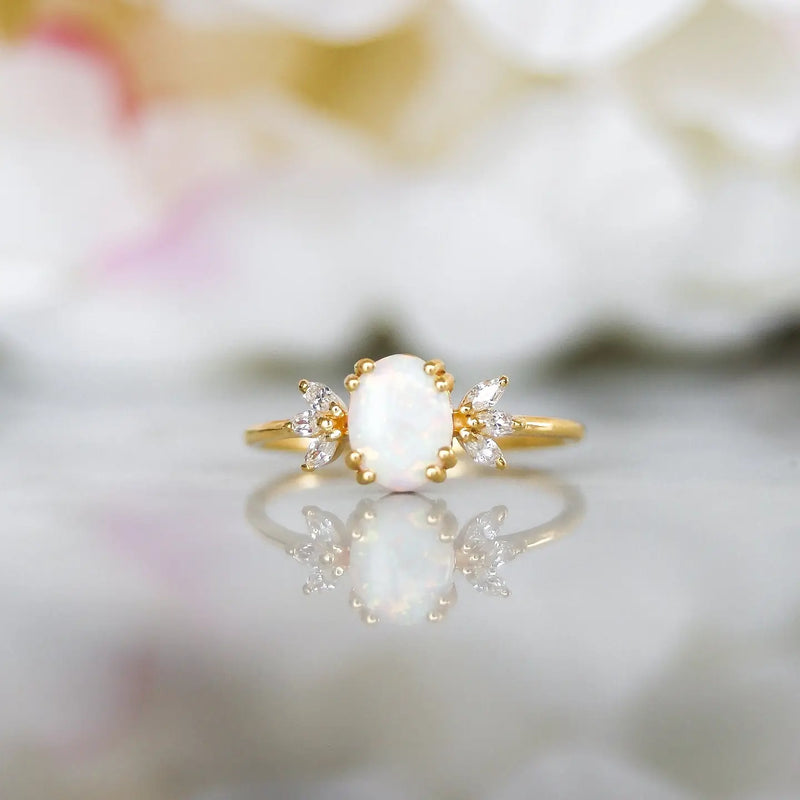 Opal & Diamond Treasured Love Ring - Corail Blanc