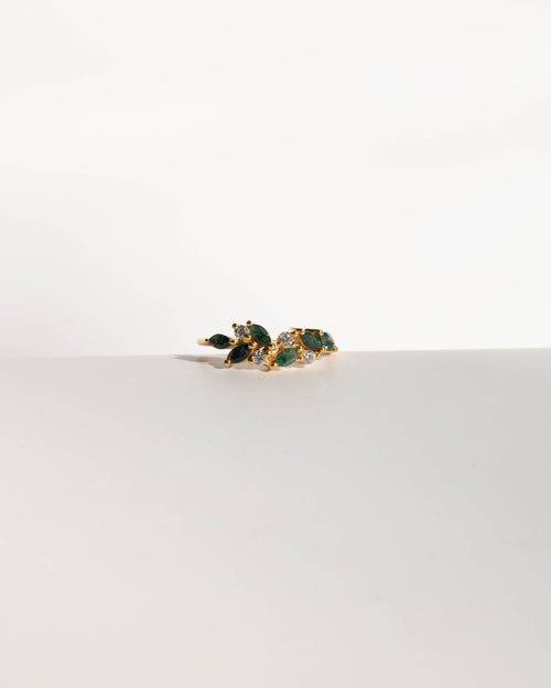 Yellow Gold Moss Agate & Topaz Orchard Ring - Corail Blanc