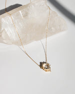 Solid Gold Topaz & Diamond Aphrodite Shield Necklace - Corail Blanc