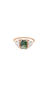 Rose Gold Moss Agate & Diamond Empress Ring - Corail Blanc