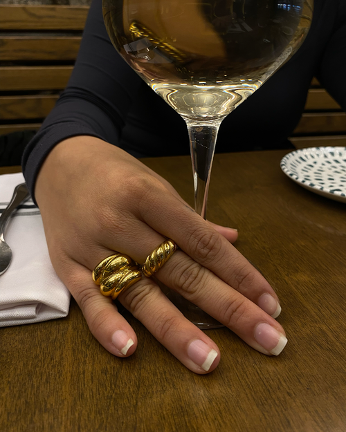 XL Rope Ring in Gold - Corail Blanc