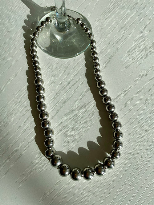 Ball Beaded Necklace in Silver - Corail Blanc