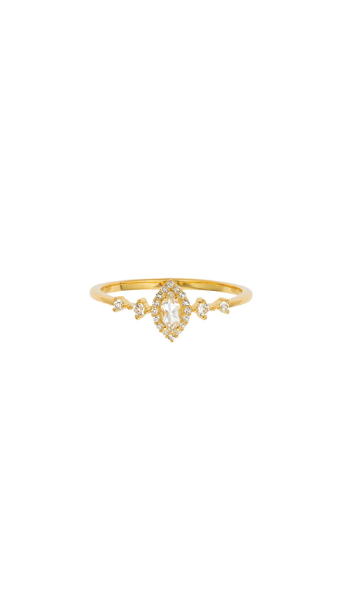 White Topaz Harlow Ring - Corail Blanc