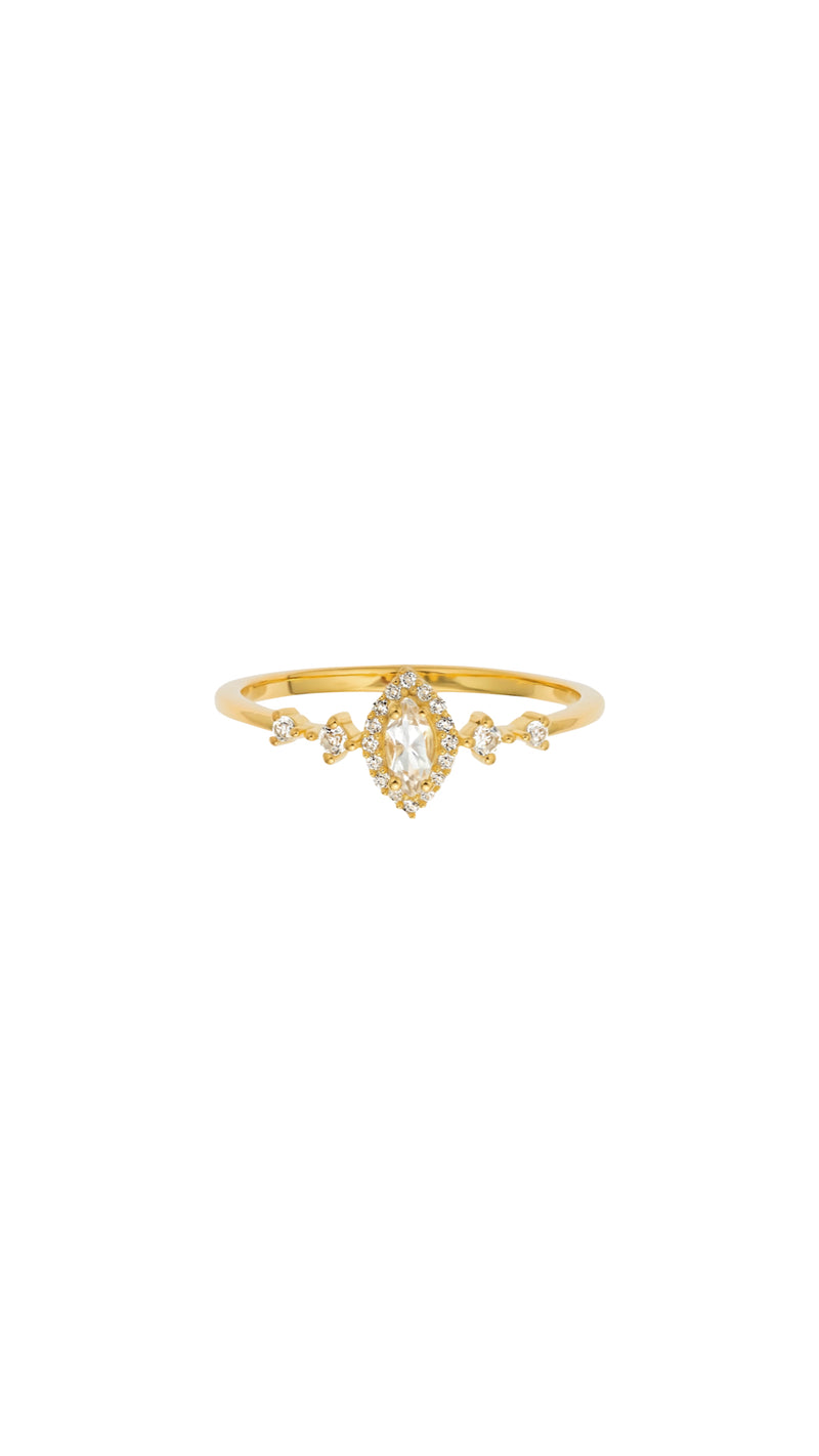 White Topaz Harlow Ring - Corail Blanc