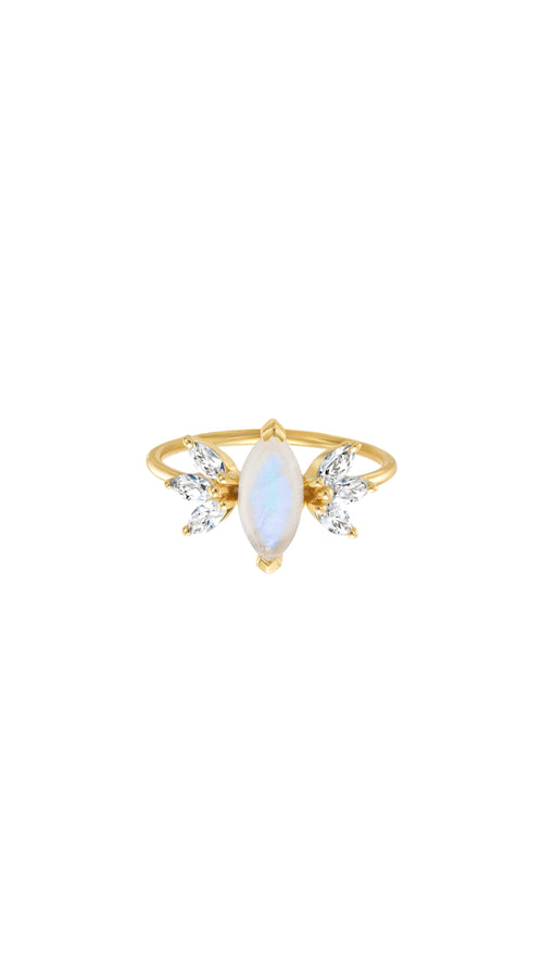 Rainbow Moonstone & Topaz Fly Away with Me Ring - Corail Blanc
