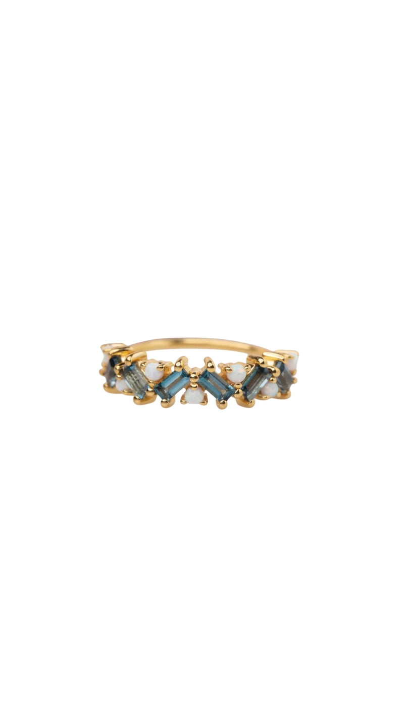 London Blue Topaz & Opal Fire On Ice Ring - Corail Blanc