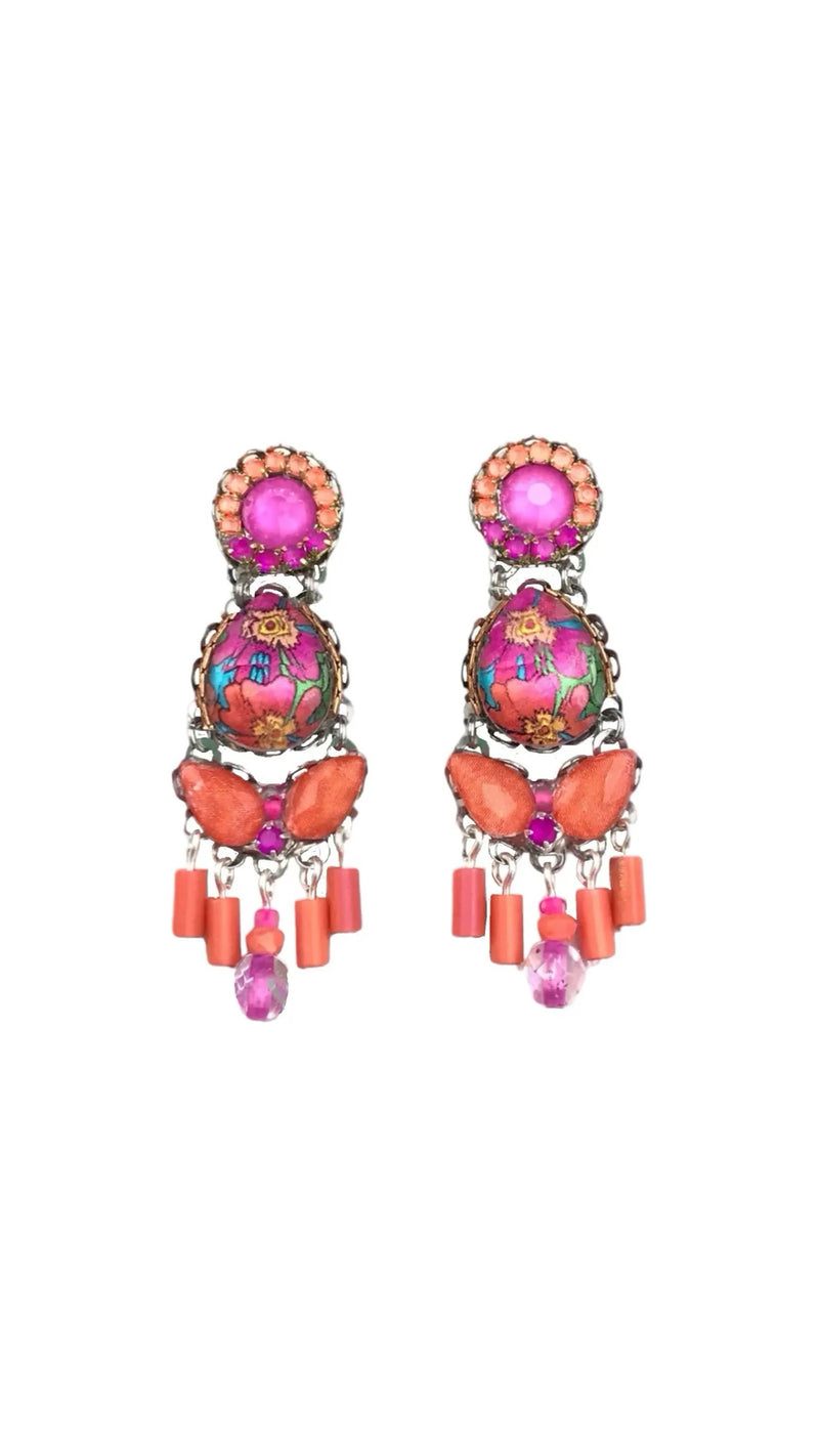 Romance Crystal Earrings - Corail Blanc
