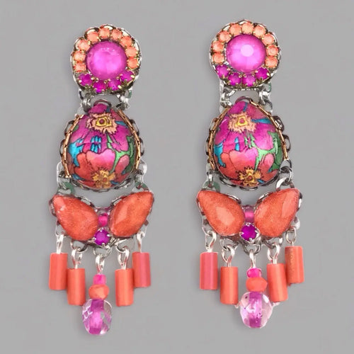 Romance Crystal Earrings - Corail Blanc