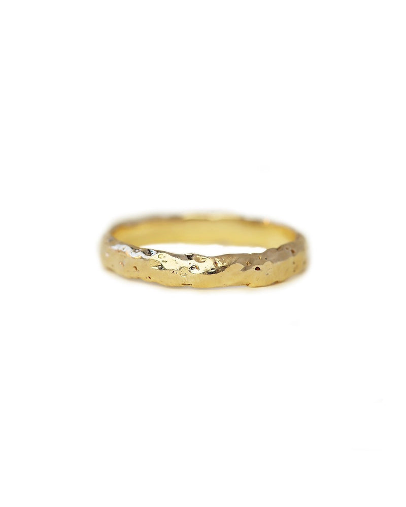 Solid Gold Textured Wide Band - Corail Blanc