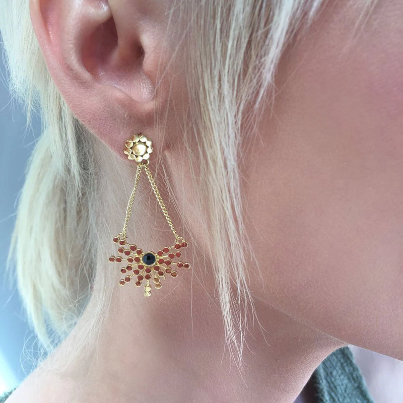 Radiating Bead Earrings - Corail Blanc