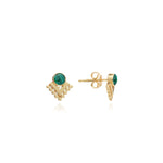 Malachite V studs - Corail Blanc