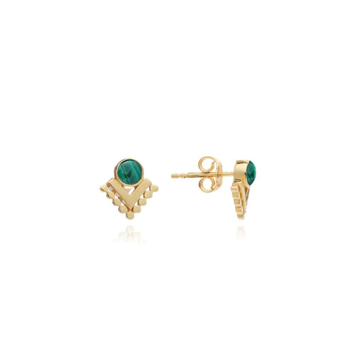 Malachite V studs - Corail Blanc