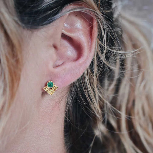 Malachite V studs - Corail Blanc