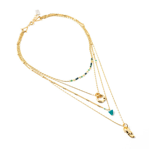 Kwal Necklace in Teal - Corail Blanc